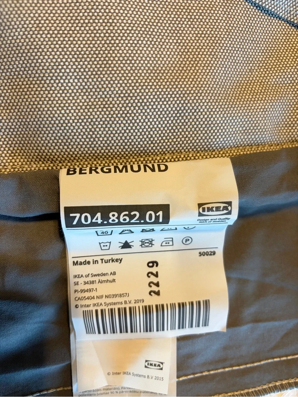 2 x IKEA BERGMUND Chair Covers in Medium Gray
